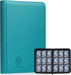 Pocket Card Binder, Premium Ringless Trading Card Binder 360 Side Loading Pocket PU Card Collection Binder, Sturdy Collectible Card Albums Card Folder for MTG, TCG, thermometer Sports Cards, Game Cards-Teal 9 