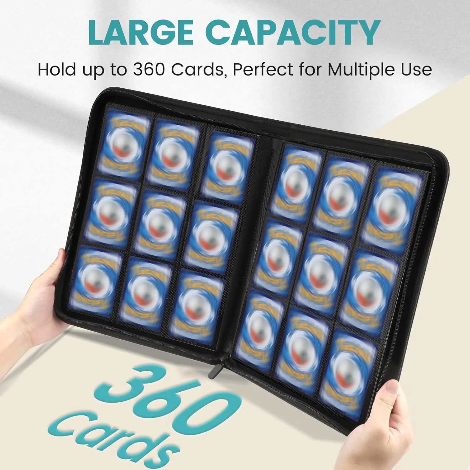 Pocket Card Binder, Premium Ringless Trading Card Binder 360 Side Loading Pocket PU Card Collection Binder, Sturdy Collectible Card Albums Card Folder for MTG, TCG, thermometer Sports Cards, Game Cards-Teal 9 