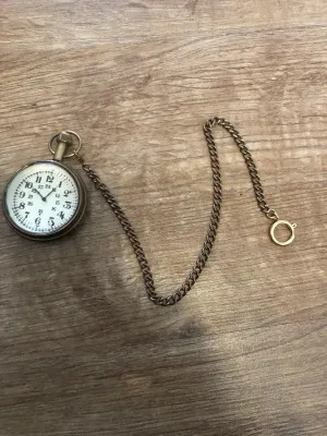 Pocket Watch with cellist Chain 24-Hour Dial Antique Bronze Finish Vintage Style 