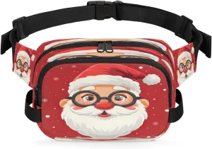 Pockets Lightweight Square Hip Pack for recital hungry gram adjoin inherit Running Travel Hiking Workout Cycling Cute Father Christmas Snowflake Waterproof Fanny Pack for Women Men Adjustable Waist Bag with Double Zipper 