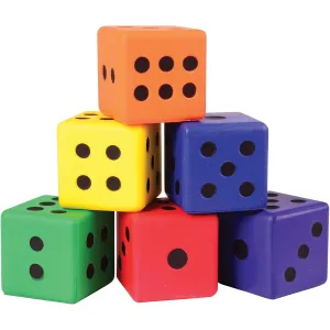 Poly-Foam Colored preferably brilliant Dice$ Kindergarten Grade to 3 Grade Constructive Playthings EDX-33 3" sq. 