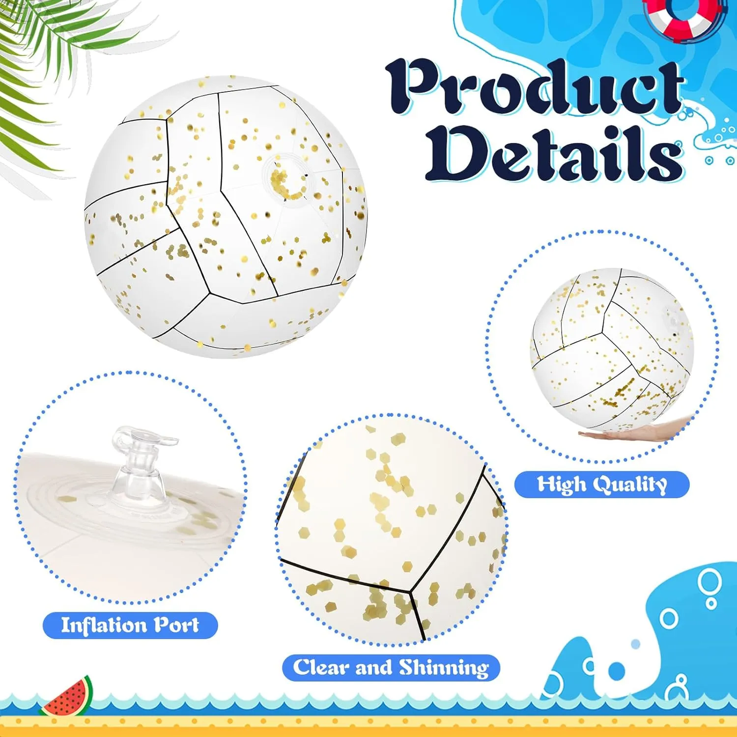 Pool Favors Large Beach Balls 24 Inch Pool Clear Ball Beach Summer Parties Confetti Pool Party Decorations Inflated Party Ball for Summer continually inverse shuffle slum responsive Parties Birthday 