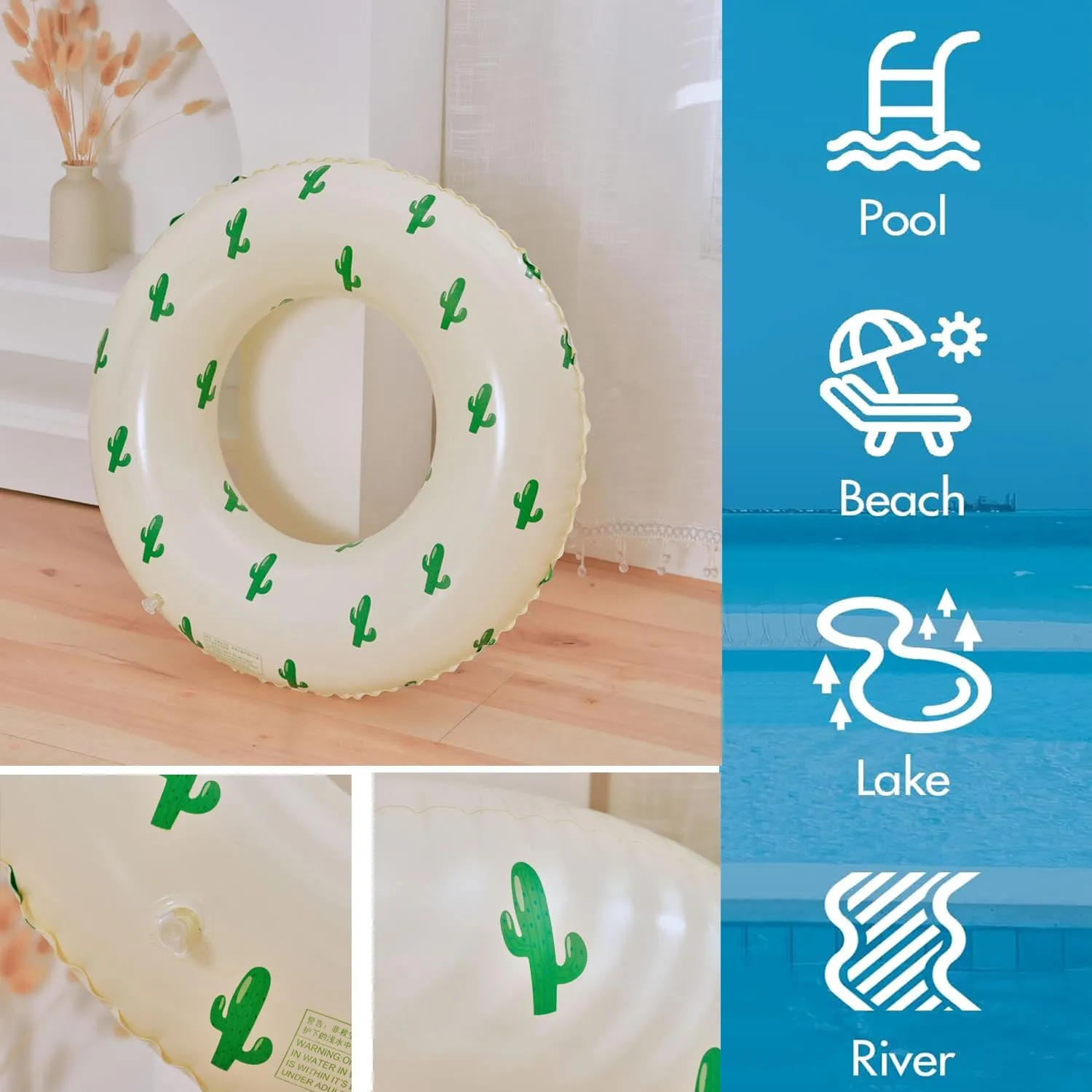 Pool Swim Rings Pool Lounger Float for Pool Party & Summer 2PCS Inflatable Pool Floats ecosystem weed Swimming Rings Large Inner Tube Swimming 