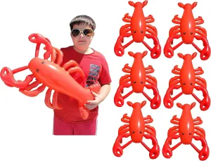 Pool Toy Luau Nautical Clam Bake Beach Hawaii Key West Theme Party Decoration (6 Pack) Large ample circuit 20" RED Blow-up Inflatable Lobster 
