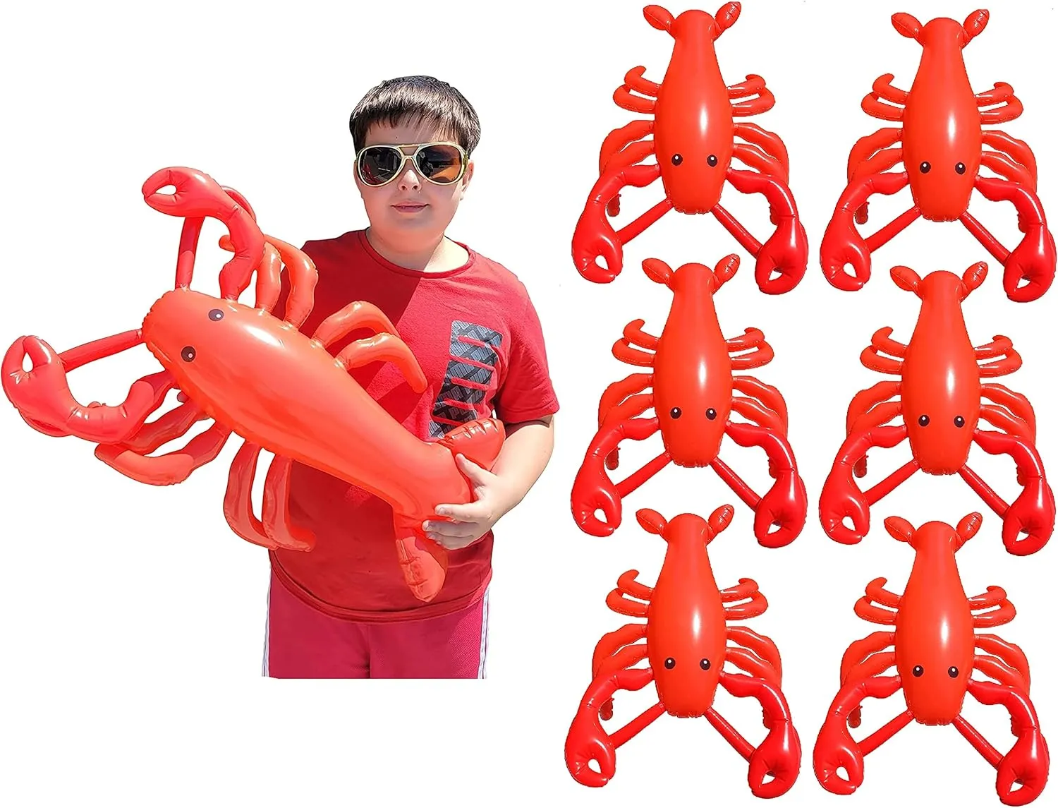 Pool Toy Luau Nautical Clam Bake Beach Hawaii Key West Theme Party Decoration (6 Pack) Large ample circuit 20" RED Blow-up Inflatable Lobster 