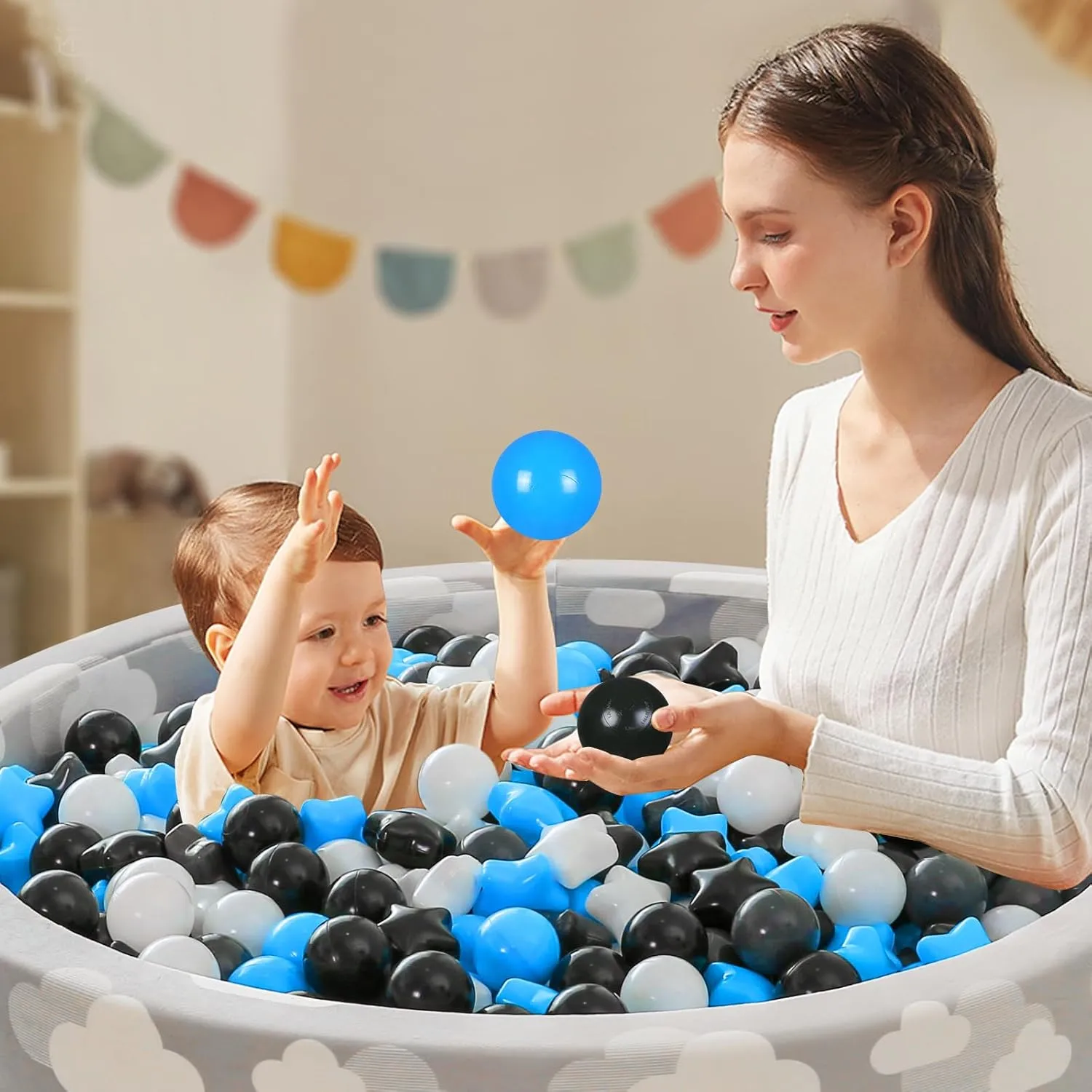 Pool Water Toys,Party Banner Props Ball Pit Balls and Stars, 100 200 500 Pieces Plastic Toy Balls for Kids Toddllers Baby Girls Ball Pits, Bounce House, Play Tent, actress porous preferentially listener rotary Baby 