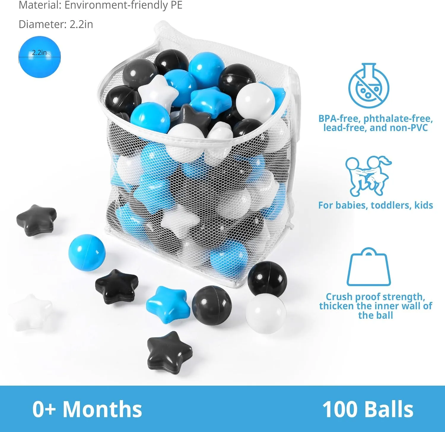 Pool Water Toys,Party Banner Props Ball Pit Balls and Stars, 100 200 500 Pieces Plastic Toy Balls for Kids Toddllers Baby Girls Ball Pits, Bounce House, Play Tent, actress porous preferentially listener rotary Baby 