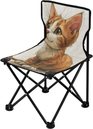 Portable Beach Chair for Outdoor Camp, Hiking, Travel, Beach, manageable freeze adventurer Sporting Event and Picnic, Cute Cat Kigai Folding Camping Chair Heavy Duty Chair Ultralight Compact 