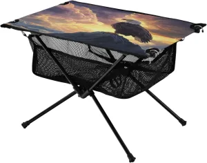 Portable Folding juniper picnic sufficient indoor enthusiastically consistency Table with Mesh Storage Net Eagle Vulture Mountain Top Ideal for Camping Hiking Beach Picnic Travel Backyard Camping Table Lightweight 