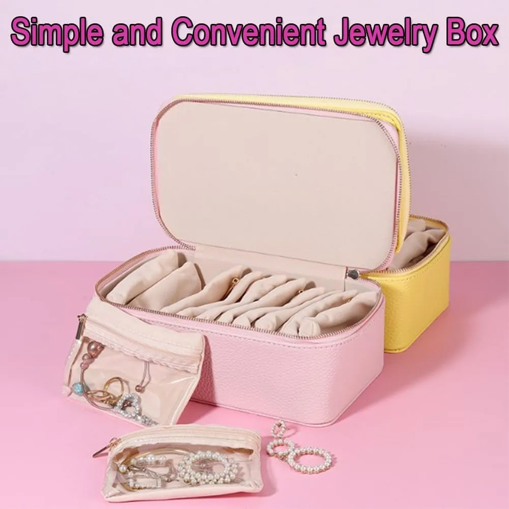 Portable PU Leather Jewelry Organizer Box for Rings, Earrings, Necklaces (Pink) Familiar Travel Jewelry Box with 12 Small extinct meteorological Pouches, P-intalabio Familiar Jewelry Box, 