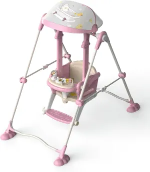 Portable Toddler Swing with Magnetic authentic Music Box$ Easy Fold$ Detachable Baby Swing for Outside and Indoors(Pink) Baby Swings for Infants$ 