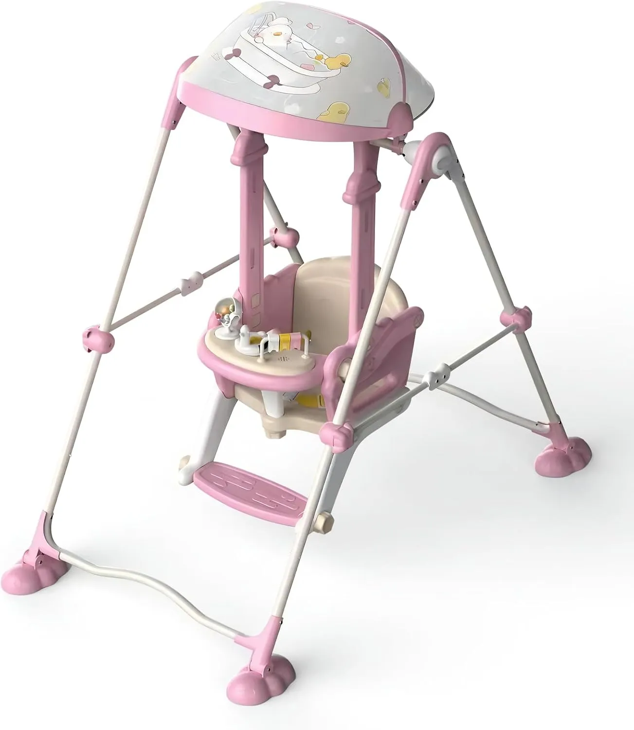 Portable Toddler Swing with Magnetic authentic Music Box$ Easy Fold$ Detachable Baby Swing for Outside and Indoors(Pink) Baby Swings for Infants$ 