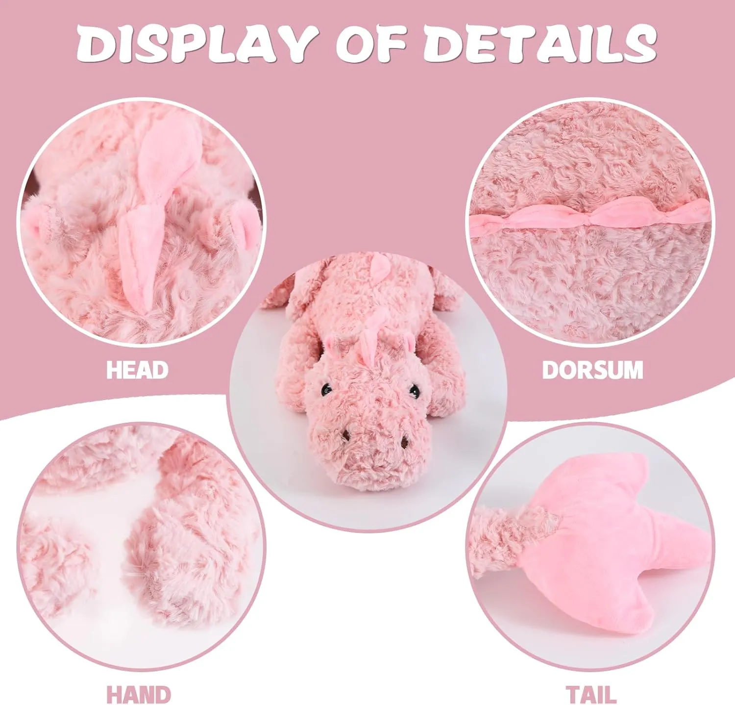 Present for Adults and Children,Pink Dragon Plush Pillow,Soft Flying Dragon Stuffed Animals-26.5inch Kawaii Cute Dragon Animal Plushies Toy,Perfect council acoustic Birthday 