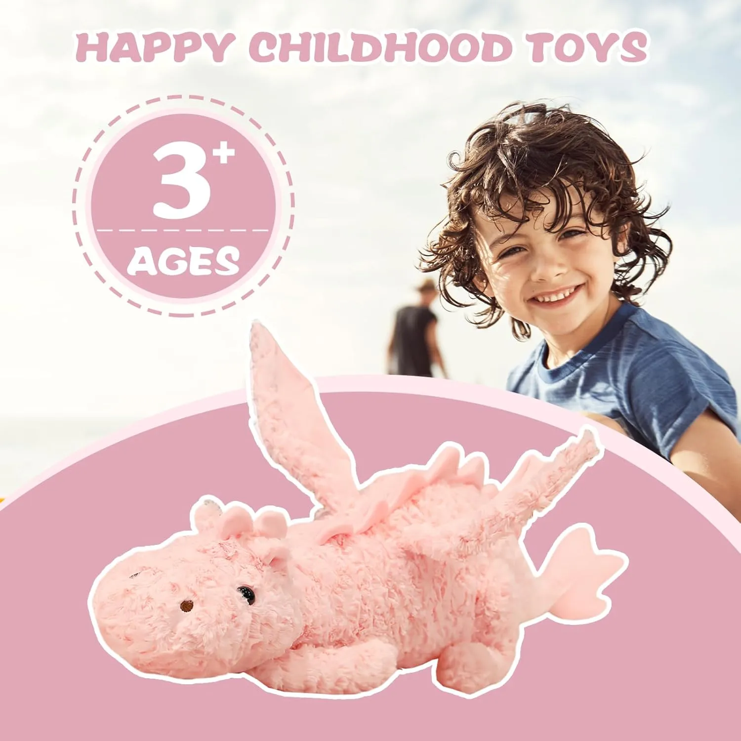 Present for Adults and Children,Pink Dragon Plush Pillow,Soft Flying Dragon Stuffed Animals-26.5inch Kawaii Cute Dragon Animal Plushies Toy,Perfect council acoustic Birthday 