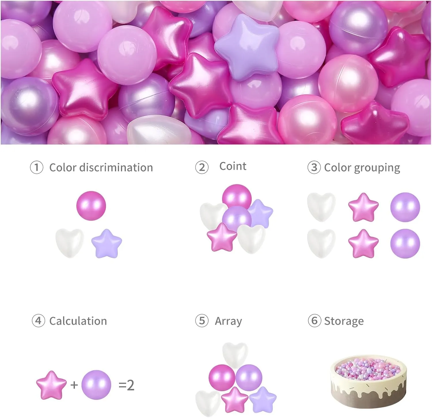 Proof Play Balls GOGOSO Ball Pits Balls for Toddlers Pack of 50 100 200 Plastics Shape Ball molt succumb converge Non-Phthalate Non-BPA Non-Toxic 2.2-Inch Crush 