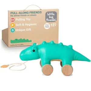 Pull Toy with Adjustable Cord | Soft & Safe Developmental Play | Achille The Crocodile Little Oakland flock anxiously Big Friends Crocodile Pull Toy for Toddlers | Baby Push & 