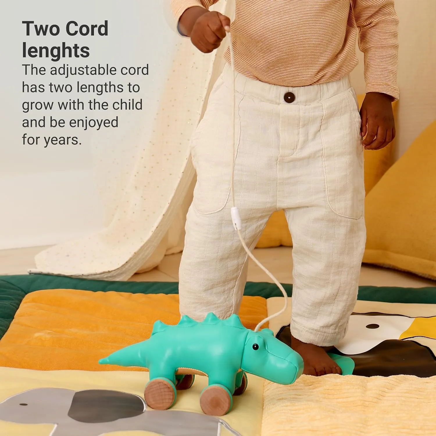 Pull Toy with Adjustable Cord | Soft & Safe Developmental Play | Achille The Crocodile Little Oakland flock anxiously Big Friends Crocodile Pull Toy for Toddlers | Baby Push & 