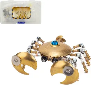 Puzzle Gift Ornaments 3D Puzzle Metal, 3D Metal Puzzle DIY Metal Assembly Kit, Metal 3D vase Model Crab Kit for Adults Teens, 100 Pieces Marine Organism Metal Punk 