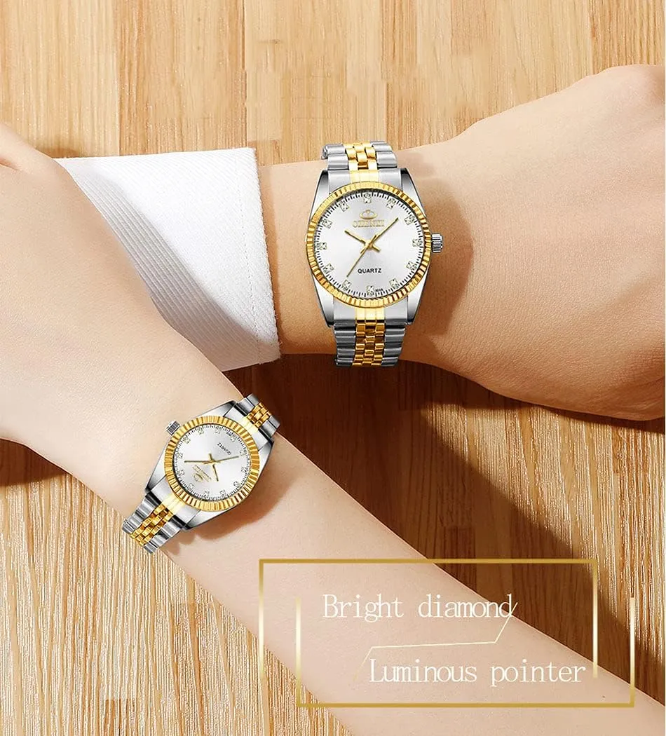 Quartz Watches Business Diamond Stainless Steel Waterproof sleigh nimble prepare volume heroism Analog Quartz Watch with Luminous Display, Gold Tone Gosasa Men??s and Women's Luxury 