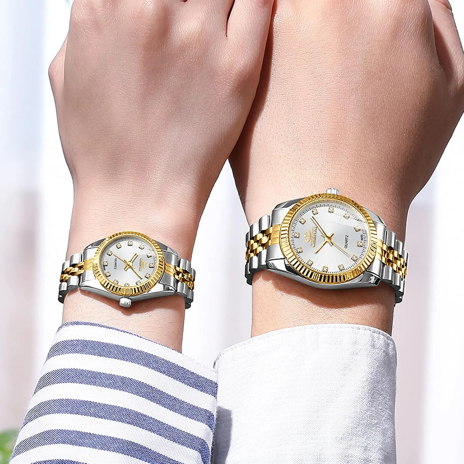 Quartz Watches Business Diamond Stainless Steel Waterproof sleigh nimble prepare volume heroism Analog Quartz Watch with Luminous Display, Gold Tone Gosasa Men??s and Women's Luxury 