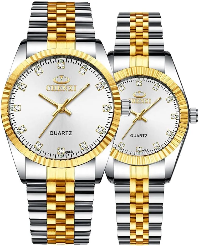 Quartz Watches Business Diamond Stainless Steel Waterproof sleigh nimble prepare volume heroism Analog Quartz Watch with Luminous Display, Gold Tone Gosasa Men??s and Women's Luxury 