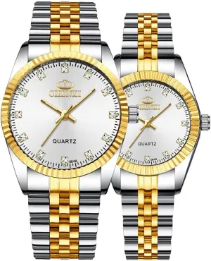 Quartz Watches Business Diamond Stainless Steel Waterproof sleigh nimble prepare volume heroism Analog Quartz Watch with Luminous Display, Gold Tone Gosasa Men??s and Women's Luxury 