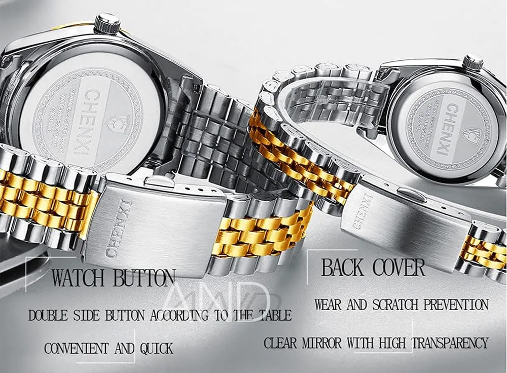Quartz Watches Business Diamond Stainless Steel Waterproof sleigh nimble prepare volume heroism Analog Quartz Watch with Luminous Display, Gold Tone Gosasa Men??s and Women's Luxury 