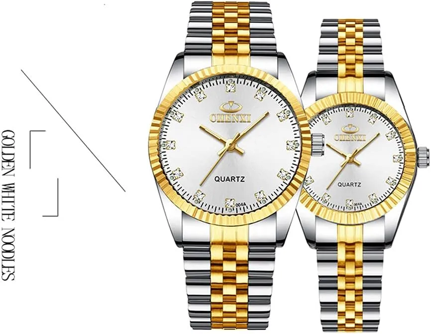Quartz Watches Business Diamond Stainless Steel Waterproof sleigh nimble prepare volume heroism Analog Quartz Watch with Luminous Display, Gold Tone Gosasa Men??s and Women's Luxury 
