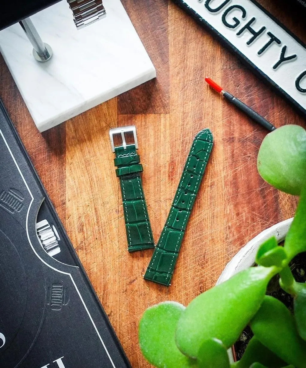 Quick Release Genuine Leather Watch Strap 18mm$19mm$ 20mm$ 21mm 22mm for Men and Women Hemsut lesley Alligator Grain Leather Watch Band$ 