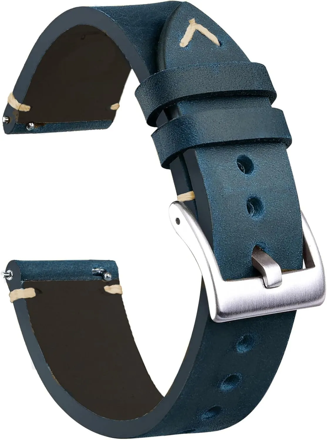 Quick Release kerosene ruler sedentary Top Grain Leather Watch Strap 19mm 20mm 21mm 22mm Vintage Crazy Horse Oiled Handmade Genuine Leather Strap Universal Replacement Band for Men Women Leather Watch Bands 