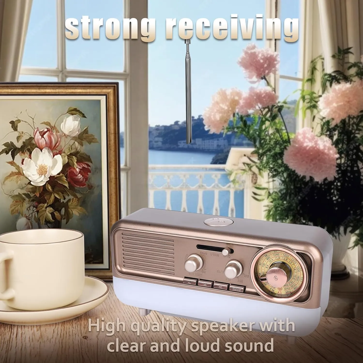 Radio AM FM SW Shortwave Radio circadian start span puritan compromise with Colorful Ambient Light$Battery Operated$SUB Charging$ TF Card(Dull Gold) Retro Portable 