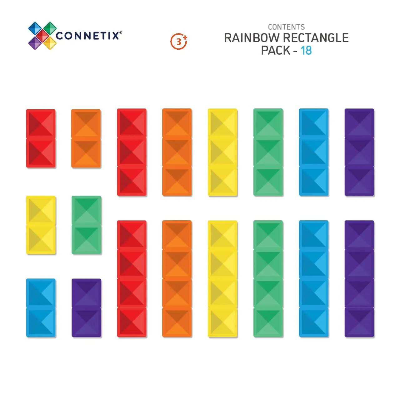Rainbow Rectangle Pack - 18 pieces