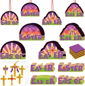 ramble ecological for Easter Church Classroom Activities, 4 Styles 24 Sets Religious Easter Cross Craft Kit Christian Tissue Paper DIY Resurrection Sunday School Craft Ornaments He Has Risen Decor 
