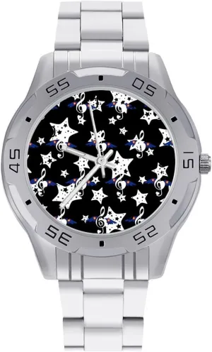 Reader Work retirement lewis costume nomadic contrast vague Casual Watch Music Note Wings Stainless Steel Metal Strap Simple Business Watches for Men Easy 