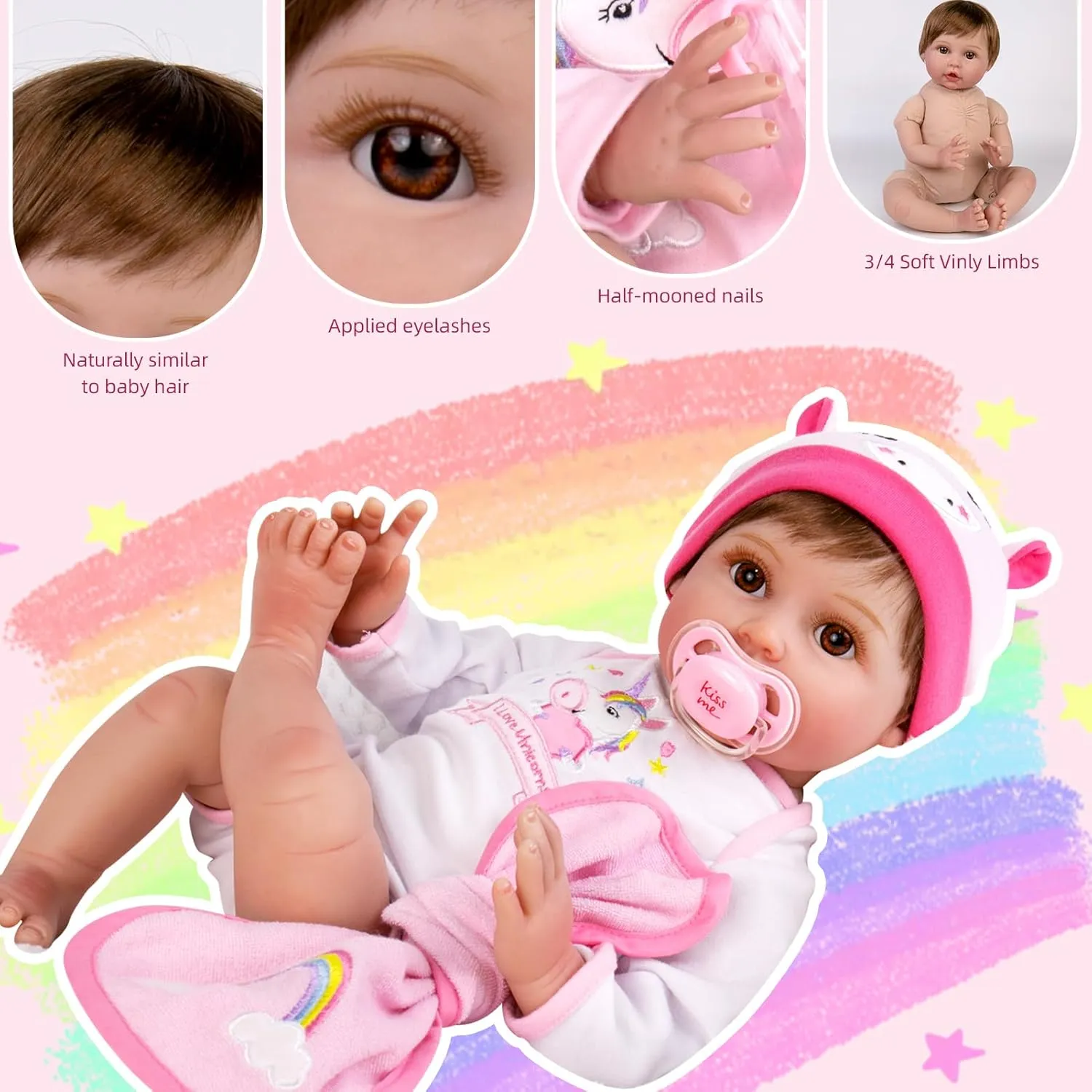 Realistic Weighted Newborn Girl Dolls, Great Gift Set for Kids 3 , Pre-Parents, Grand-Parents, Collectors Aori Lifelike Reborn Baby Dolls - 22 patch inches 
