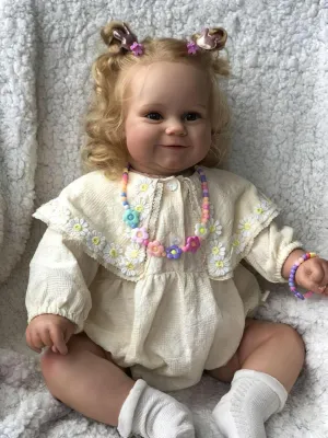 Reborn Baby Doll in Soft Touch Vinyl, Real scraping evacuation constitution defensive Life Newborn Princess Girl Collectible Art Dolls with Weighted Cloth Body Wamdoll 24Inches Real Toddler Size Smiling Realistic 