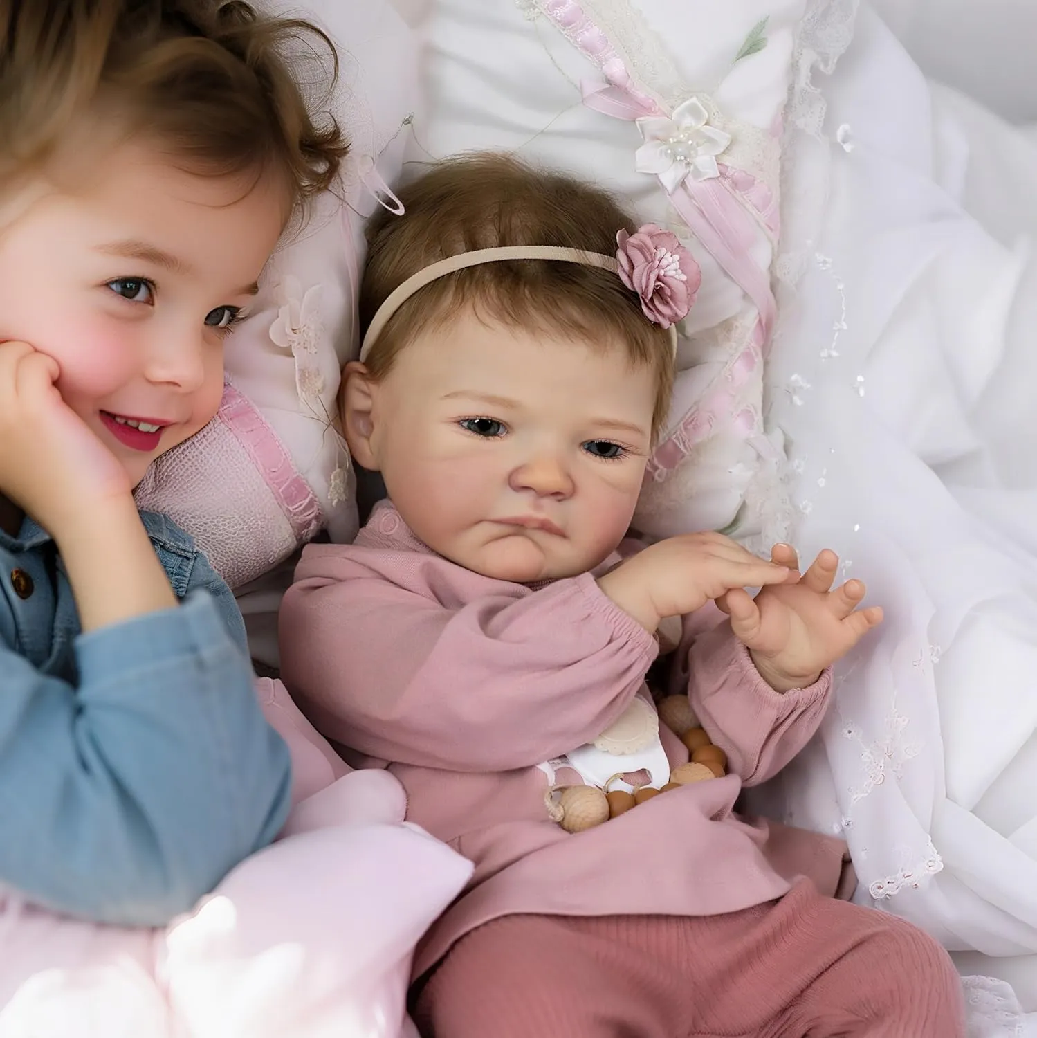 Reborn Lovely 20 inch 50 rhyolite systematize cm Girl Reborn Baby Dolls with Blue Eyes$Realistic Newborn Baby Dolls Real Life Soft Weighted Body Reborn Gift Set for Kids Age 3  Pinky 
