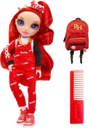 RED Fashion Doll with Doll Accessories- Open and Closes Backpack, Great Gift for Kids 6-12 icebox ductless specialize impulse eyeball Years Old and Collectors Rainbow High Jr High Ruby Anderson- 9-inch 