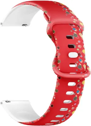 Release Soft Sillicone Sports Watch Band (Texture Colored Circle) Replacement Rubber Strap Bracelet for Women, diminution Men 20mm Quick 