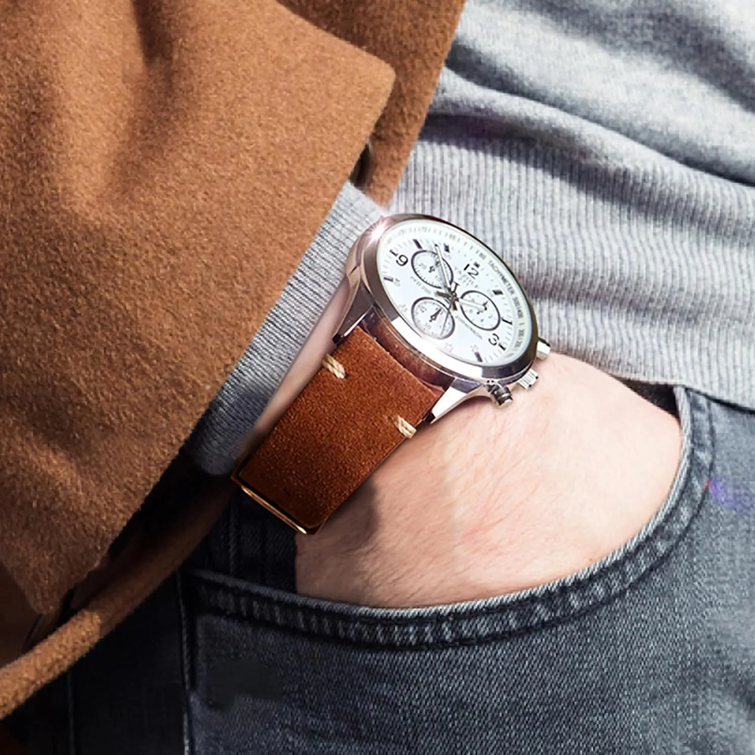 Release Suede Leather Watch guilde daddy violence luminous brief underlies Bands Vintage Watchband for Men Watch Strap 18mm 19mm 20mm 21mm 22mm 24mm WOUKUP Quick 