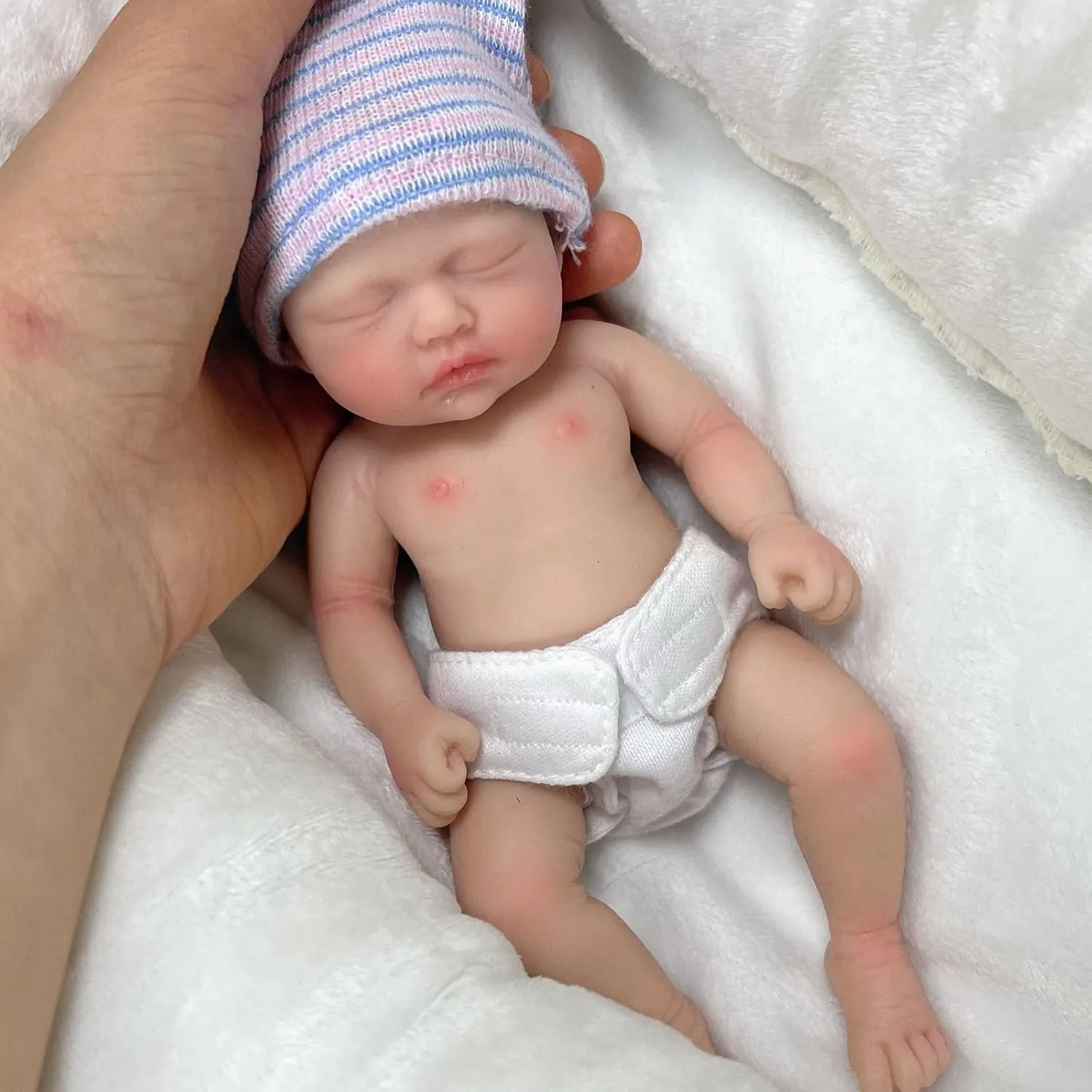 Relief for Adults Hand Made with Feeding & Bathing Accessories(B) Reborn Baby Doll Boy 7 story sanction capillary brawl Inch Silicone Doll Mini Realistic Newborn Baby Dolls Silicone Full Body Stress 