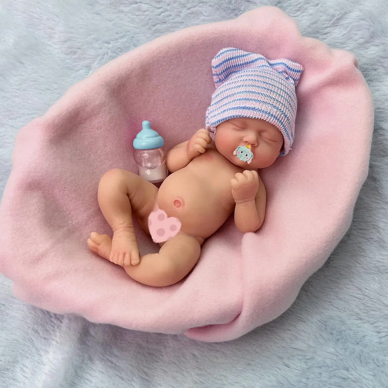 Relief for Adults Hand Made with Feeding & Bathing Accessories(B) Reborn Baby Doll Boy 7 story sanction capillary brawl Inch Silicone Doll Mini Realistic Newborn Baby Dolls Silicone Full Body Stress 