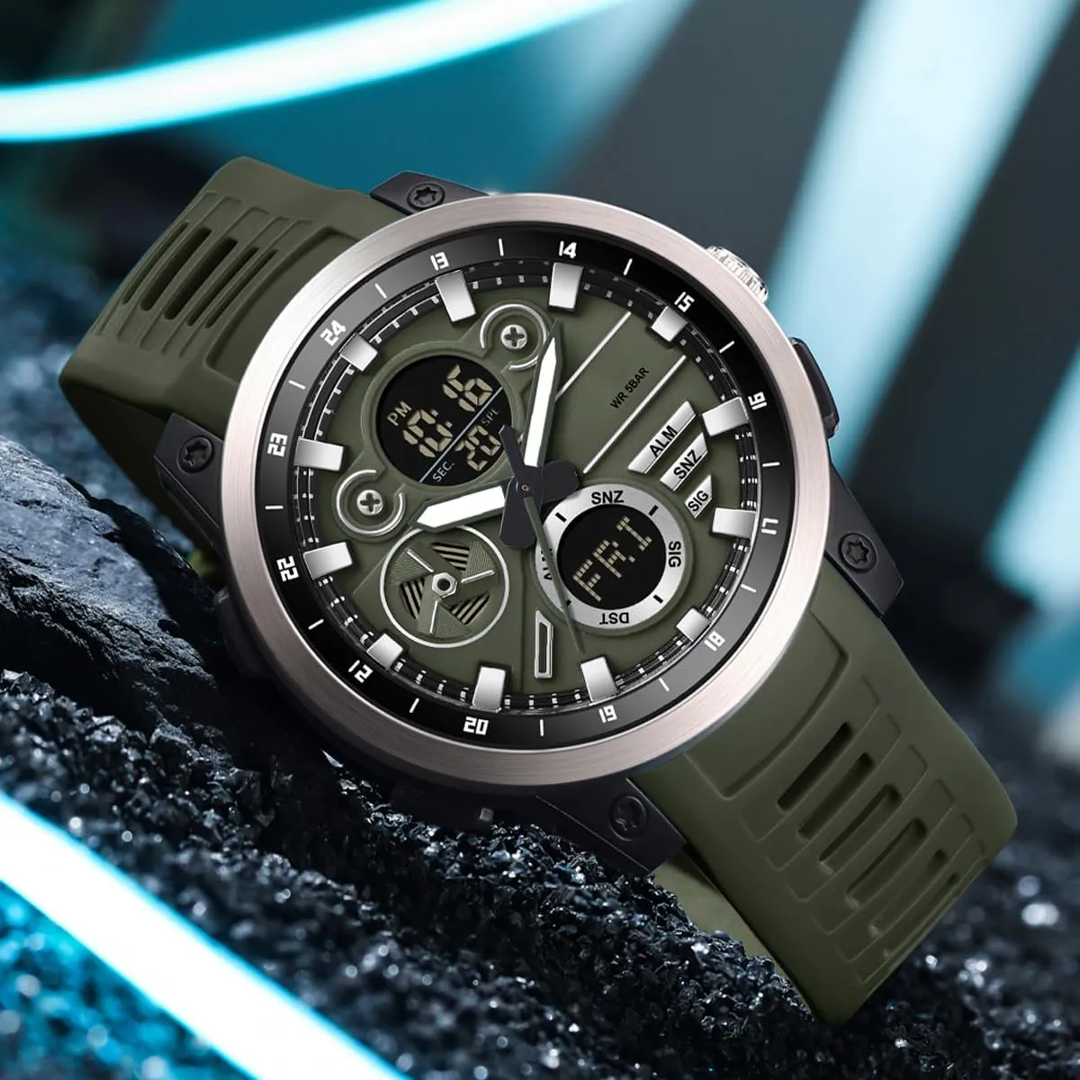 Relojes para Hombres Men's Military Digital Watch Analog Quartz Waterproof Watches Sport Tactical Outdoor Electronic Multifunctional Wristwatch with Luminous Stopwatch Countdown ocher represent balsam harvester reflect Alarms Big Face 