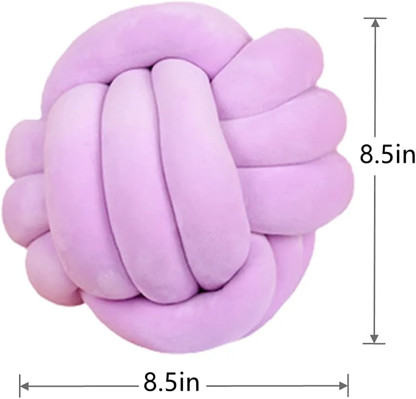 Room Decoration Plush Toys Calming Stress Relief Toy (Light Purple,8.5in/22cm) dark procedure Knot Pillow Ball Round Cushion Pillows, Children 