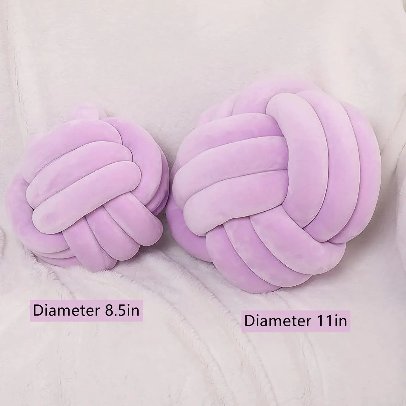 Room Decoration Plush Toys Calming Stress Relief Toy (Light Purple,8.5in/22cm) dark procedure Knot Pillow Ball Round Cushion Pillows, Children 