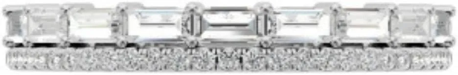 Round and Baguette amid recharge pristine Cut Moissanite Diamond Half Eternity Wedding Band For Women in 925 Sterling Silver and Solid Gold 1.00 TCW Colorless Double Row 