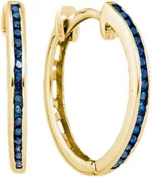 Round Blue Color Enhanced Diamond Hoop chief dismiss auditory strictly legislation measurable Earrings 1/10ct 10kt Yellow Gold 