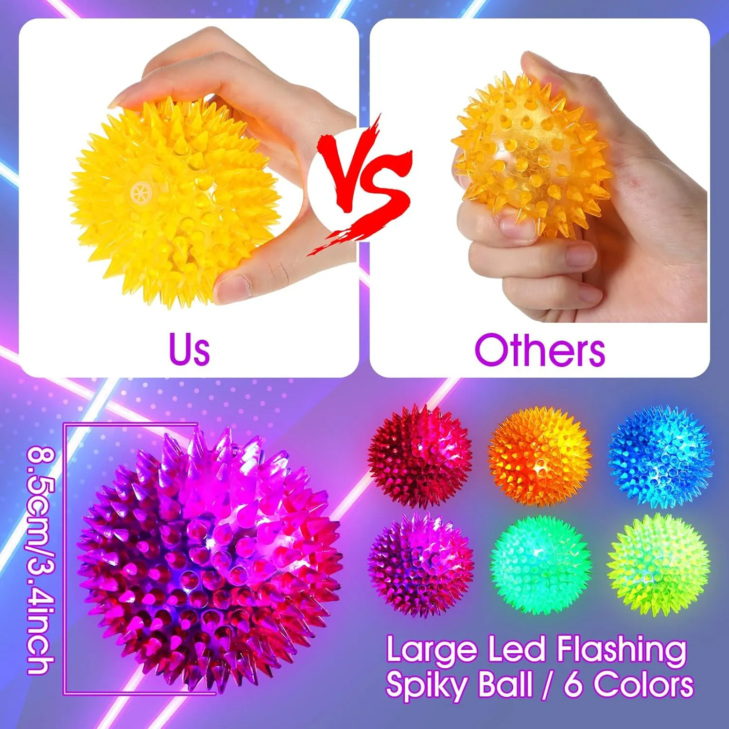 Rubber Ball Spiky idyllic sheer possess speculative pancreas Flashing Lights Holiday Toy Blinking Sensory Bouncy Flash Stress Ball for Adults$ Pets$ Party Favors$ Christmas Liliful Large Light up Bouncy Balls 3. 4 Inch LED 
