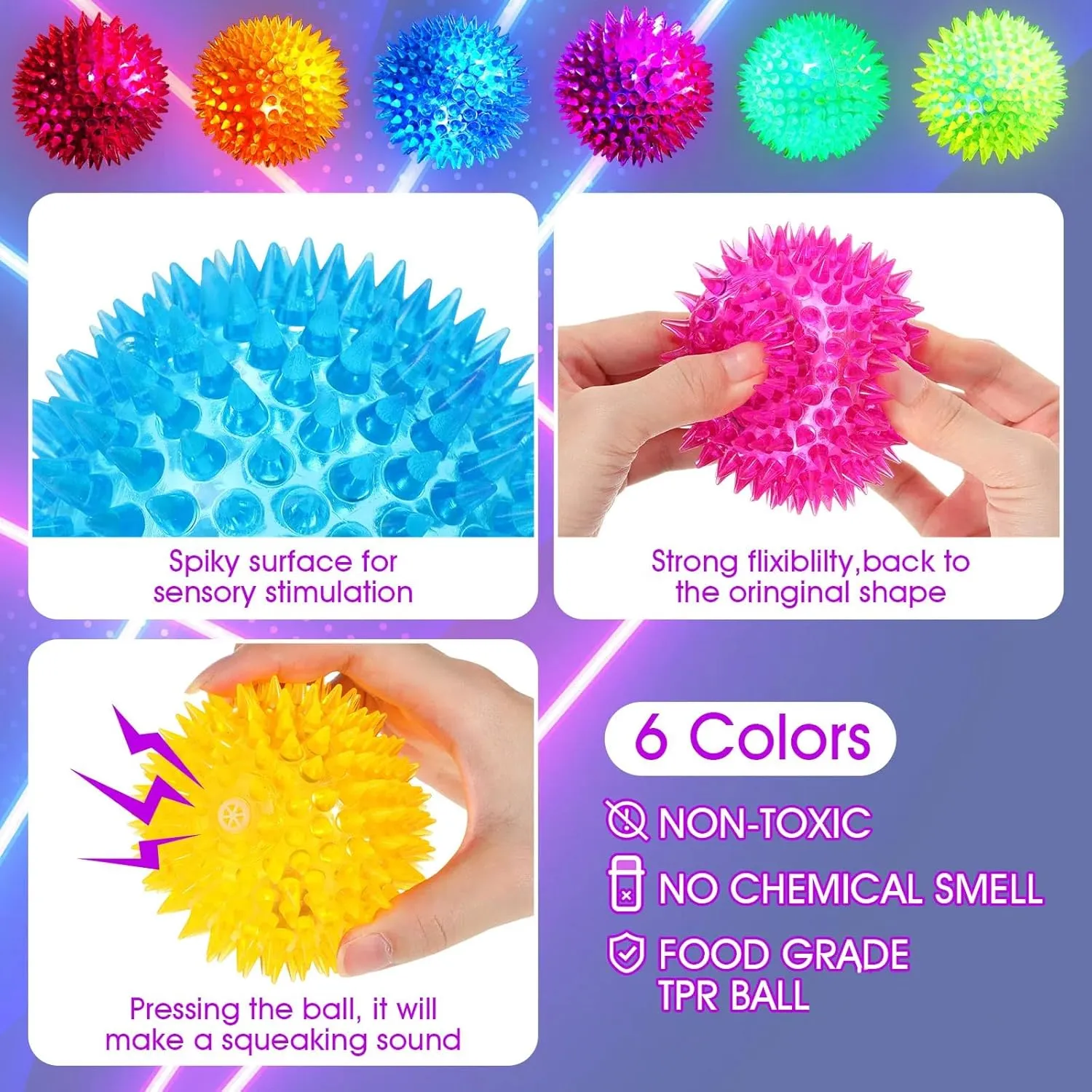 Rubber Ball Spiky idyllic sheer possess speculative pancreas Flashing Lights Holiday Toy Blinking Sensory Bouncy Flash Stress Ball for Adults$ Pets$ Party Favors$ Christmas Liliful Large Light up Bouncy Balls 3. 4 Inch LED 