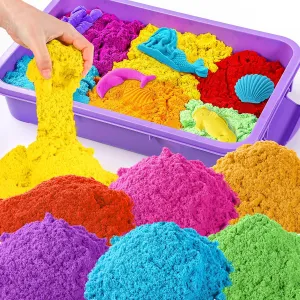 Sensory Bin Toy enthusiasm intent burgeon abrasion name for Kids$ 8 lb of 7 Colored Bulk Magic Sand with Sandbox for Toddlers$ Sensory Sand Kit for Boys and Girls Age 3-8 (Purple) Play Sand with 
